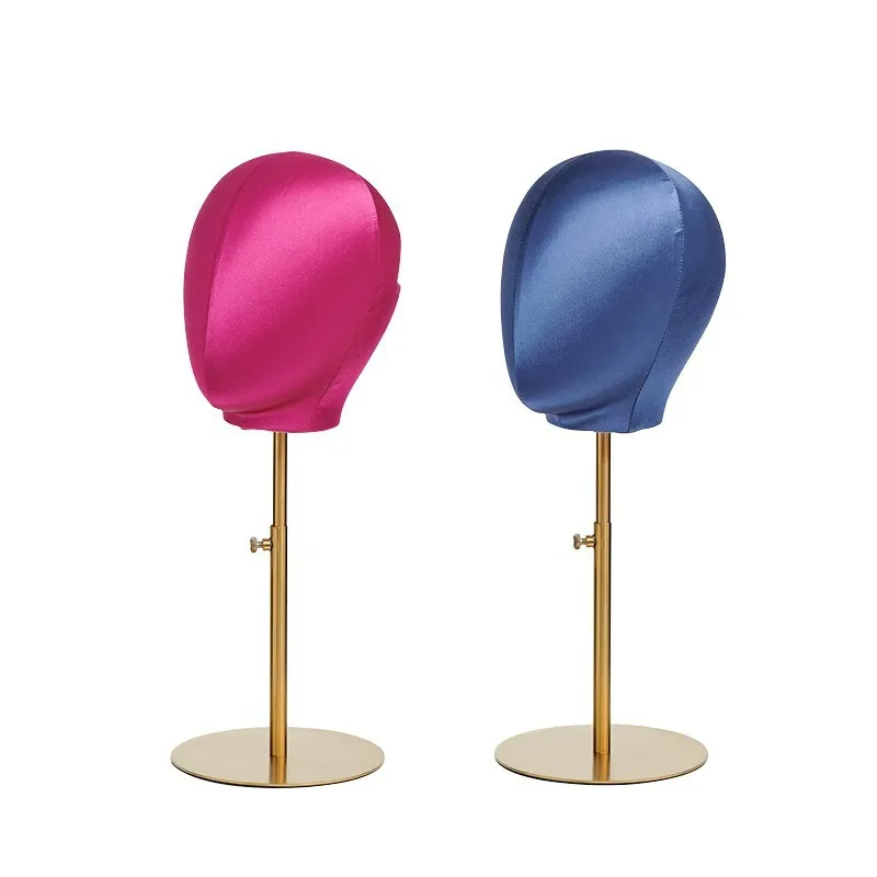 Color silk satin men's and women's wigs, head mold earrings, hat display stand