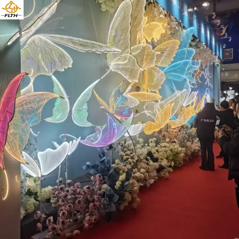 Romantic LED White Lace Butterfly Lamp Wedding Decor Light Creative Stage Walkway Path Lighting for Party Road Load