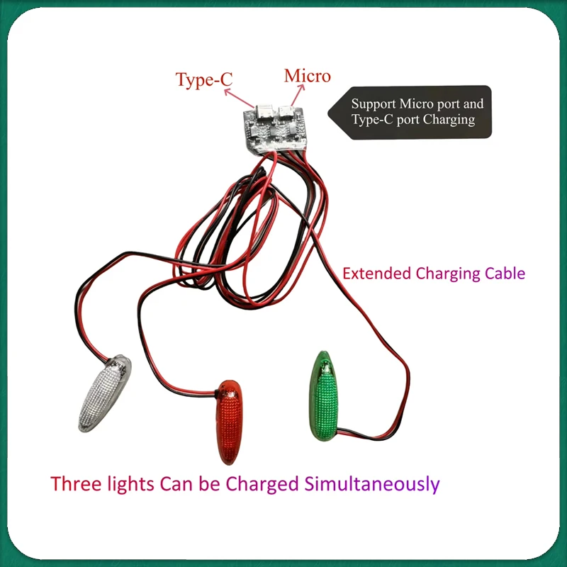 Luz de Navegación Inalámbrica Easylight para Avión RC, Coche, Ala Fija, Luces LED Intermitentes Rojas, Verdes y Blancas Recargables, 4 Modos