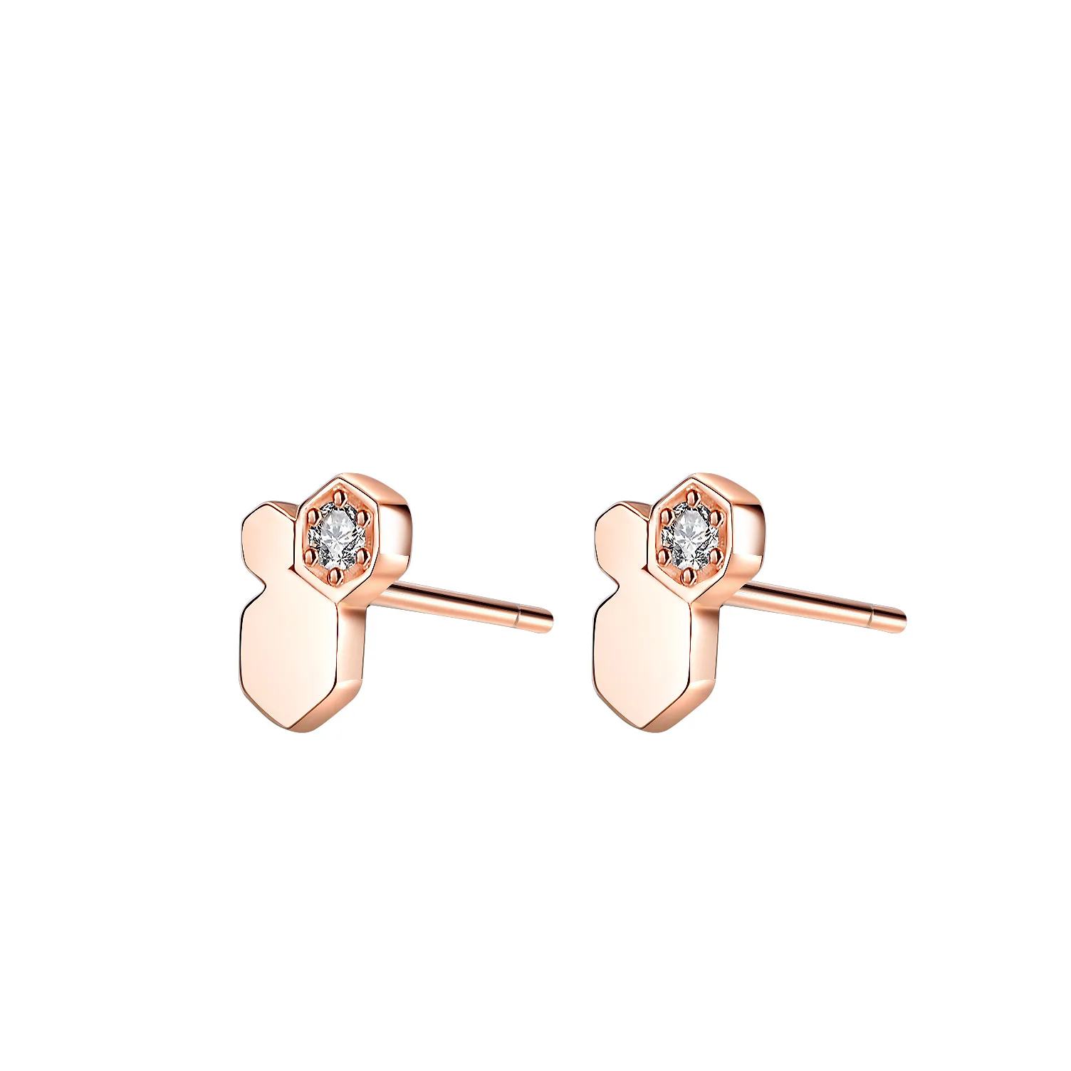 

18K Gold Inlaid Women's Honeycomb Earrings Simple Classic Wedding Moissanite Earrings Fashionable Platinum PT950 Earrings