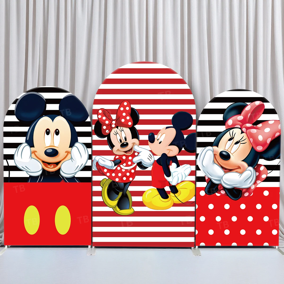

TB Disney Mickey Mouse Arch Backdrop Cover Glod Red for Kids Birthday Party Decor Baby Shower Photography Background Wall Props