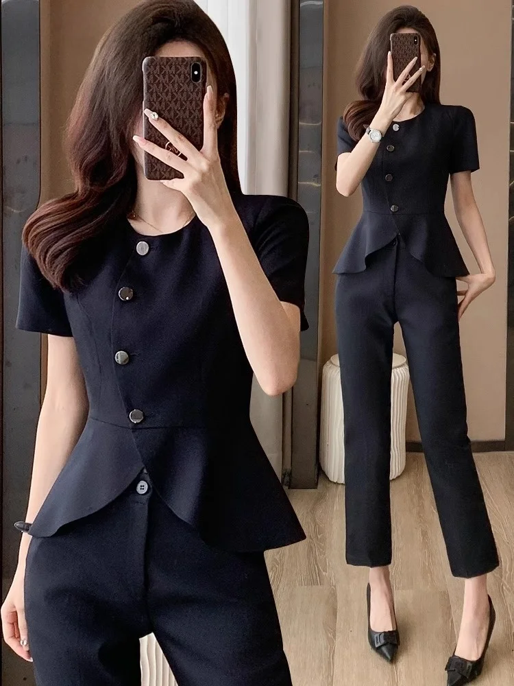 

La Chapelle женский летний костюм, комплект Profional Jewelry Store Work orm Godd Sle Button Detail, смесь полиэстера