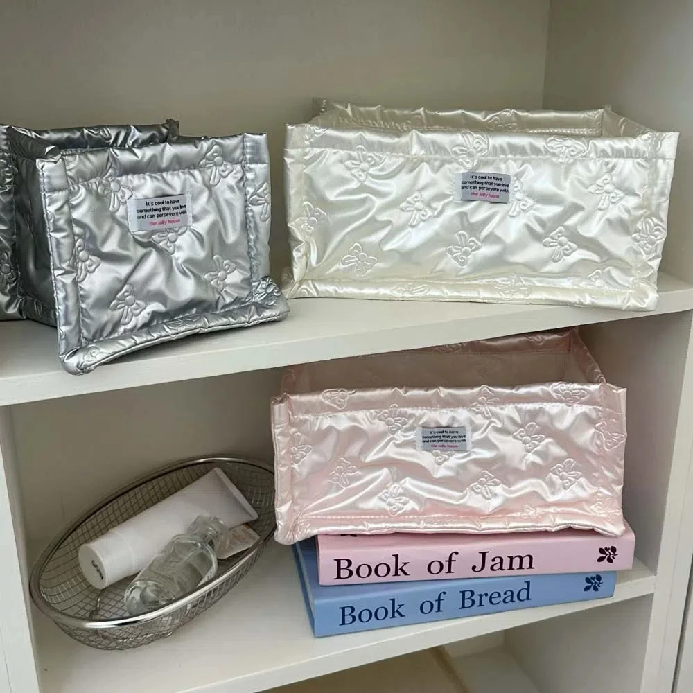 

Настольная сумка для хранения косметики, защитный чехол, органайзер для туалетных принадлежностей, корейский чехол для хранения Ins с бантом