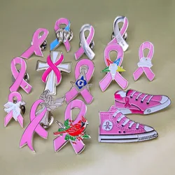 Breast Cancer Awareness Sneaker Angel Peace Eastern Star Heart Cross Believe Masonic Square and Compass Pink Ribbon Lapel Pins