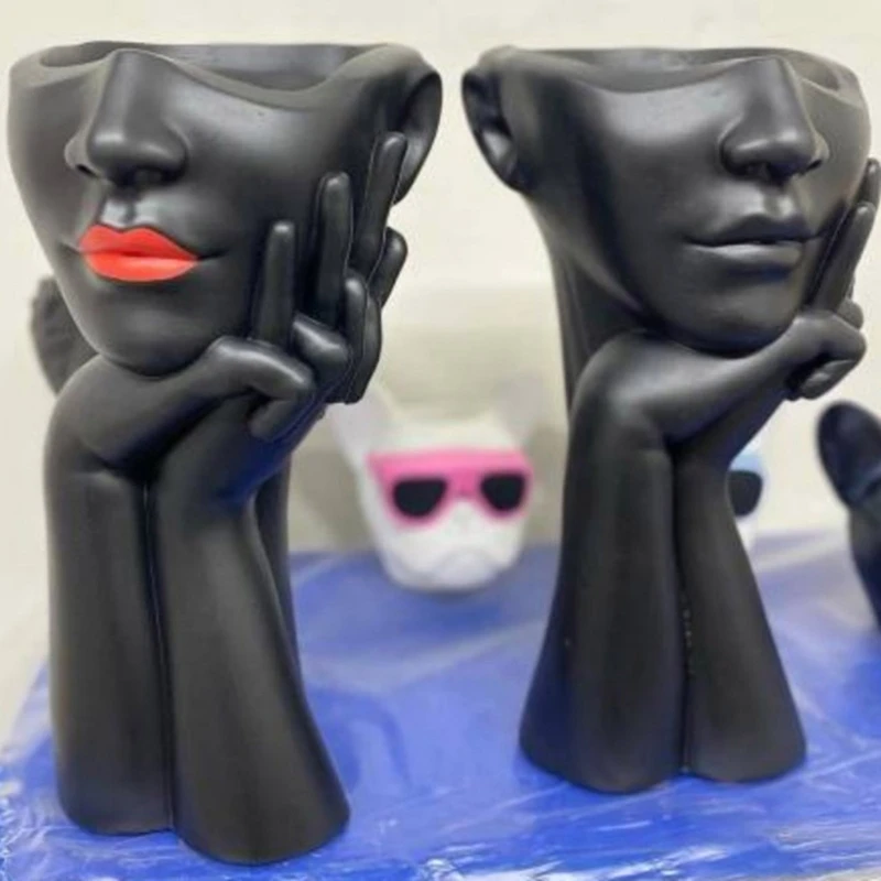 

Creative Face Silicone Mould for Flower Pots Vase Mold Concrete Cement Epoxy Resin Mold Casting Tool DIY Craft Garden