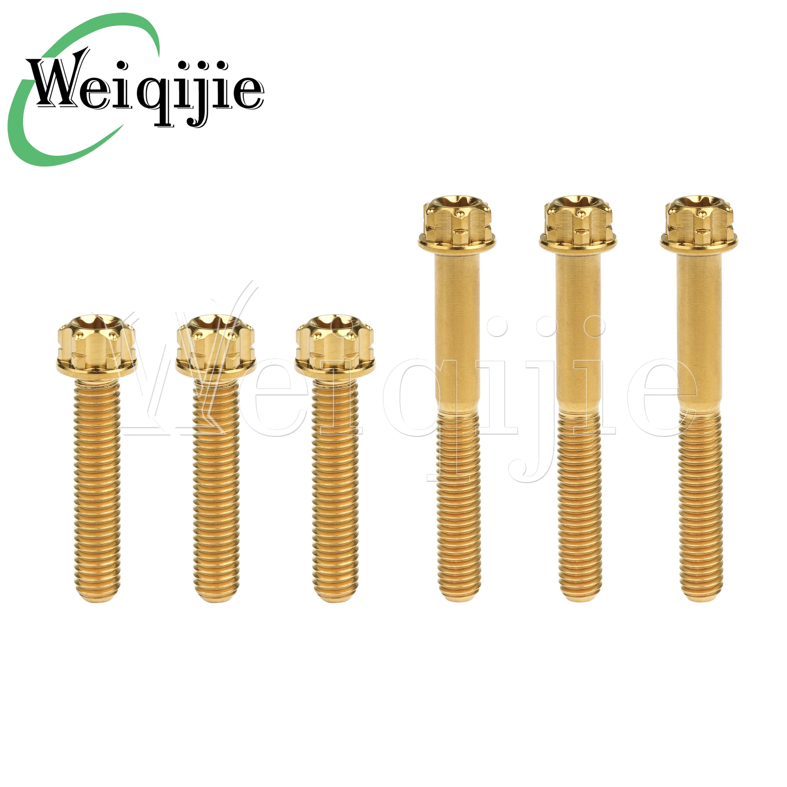 Weiqijie 6PCS Titanium Alloy M5x6~90mm Small Flange Head Inner and Outer Star Drive Screws Motorcycle Modification Screws