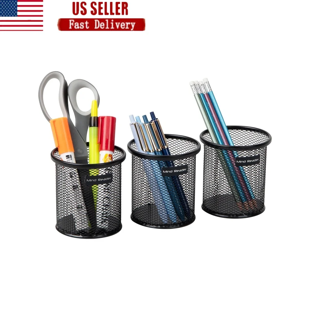 Set di 3 supporti per graffette in rete metallica, organizer da scrivania, leggero, portatile, robusto, per ufficio, casa, trucco, cucina