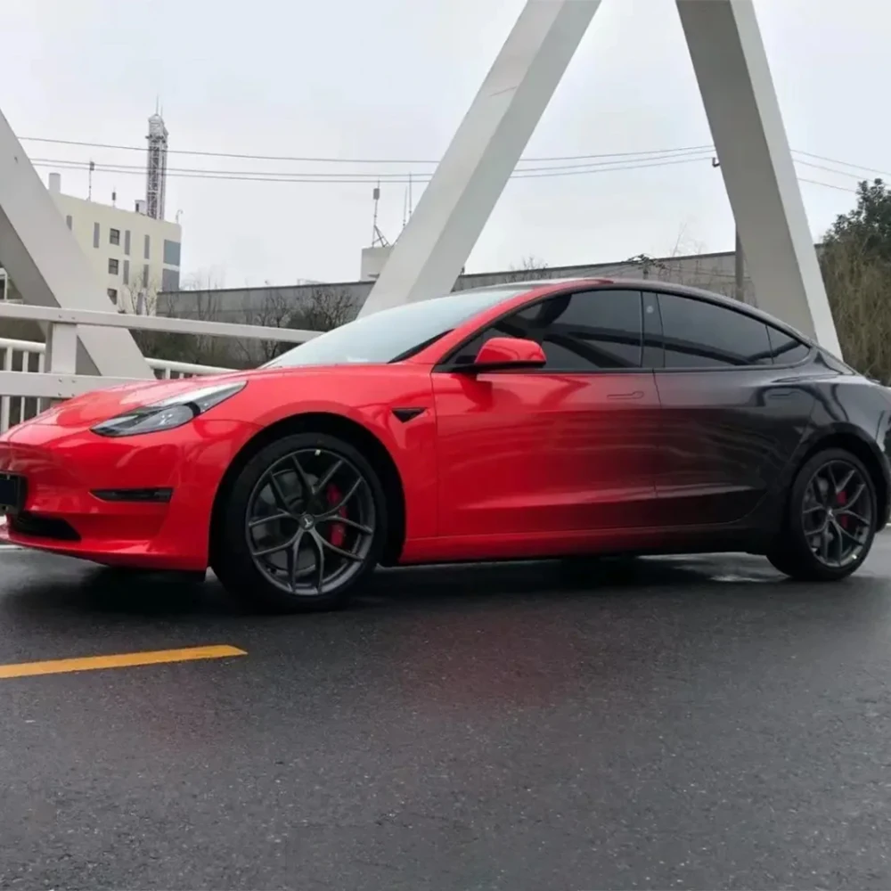 AC54 Vinyl-Abdeckfolie mit schwarzem und rotem Farbverlauf für Autoverpackungen