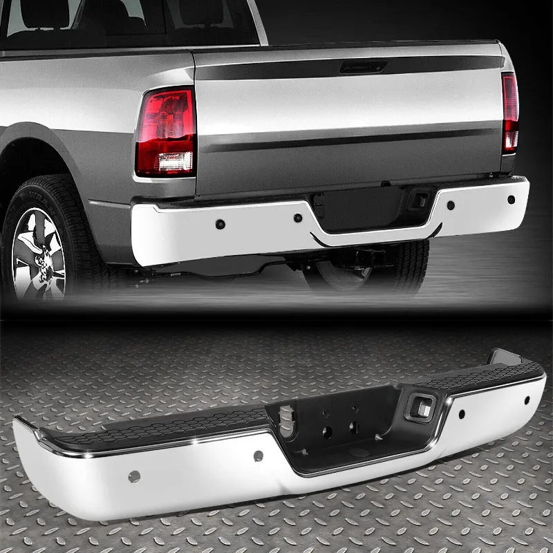 US FOR 09-19 RAM 1500 2500 3500 CHROME STEEL REAR BUMPER ASSEMBLY W/SENSOR HOLES