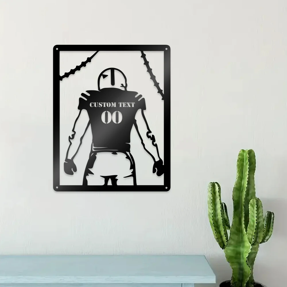 

1pc Rugby player creative Customized Text Iron Wall Signs Iron Wall Plaque For Home Decor