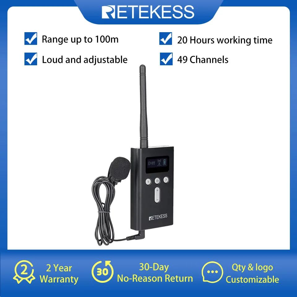 Retekess T130S Audio Guide System Transmitter Whisper Wireless Tour Guide System For Training Museum Meeting Factory Umroh Hajj