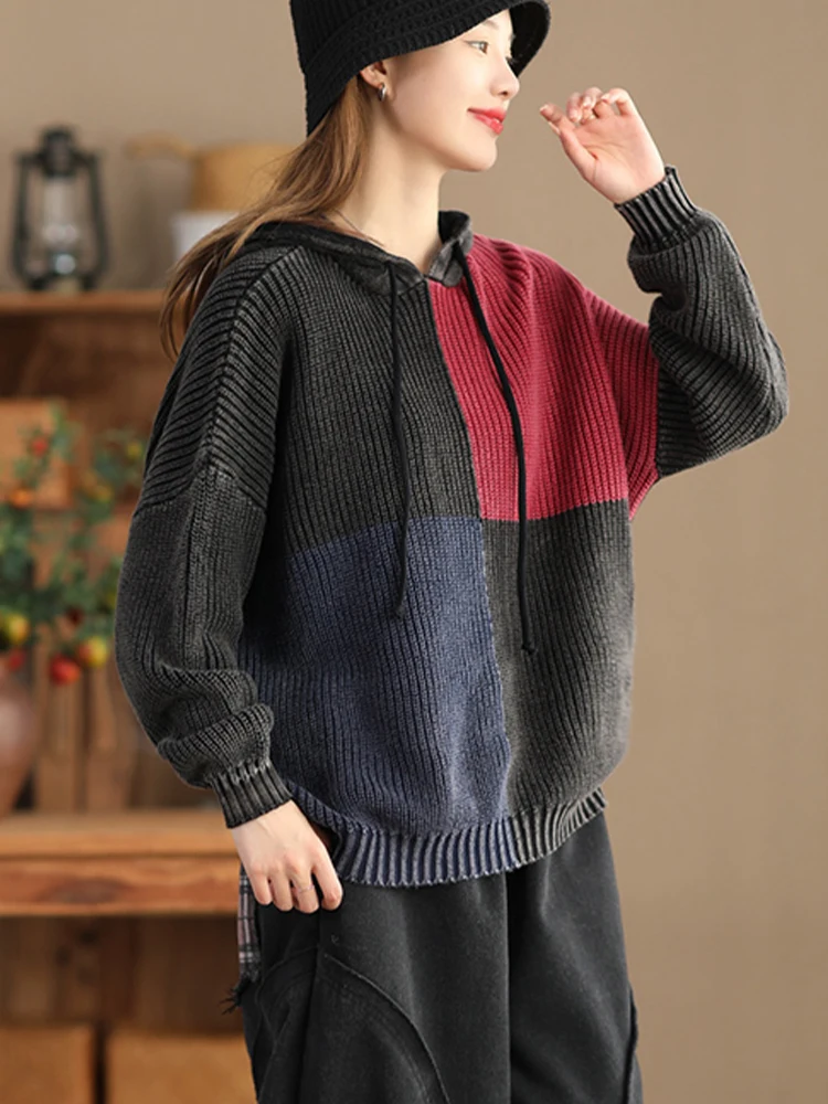 Max LuLu 2023 Winter Fashion Loose Hooded Sweater Womens Vintage Knitted Leisure Jumpers Ladies Classic Warm Oversized Pullover