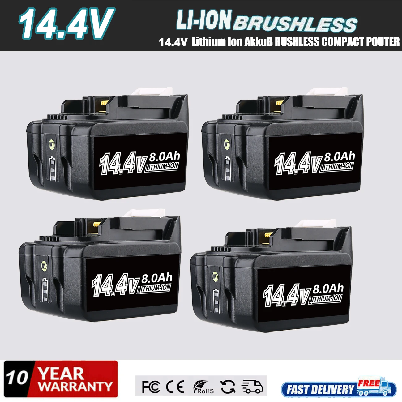 Image of [1/2/4Pack] BL1430B 8,0 Ah Ersatz für Makita 14,4 V Batterie Pin BL1430B BL1415 BL1440 BL1450 196388-5 Li-on Batterie mit LED-Licht