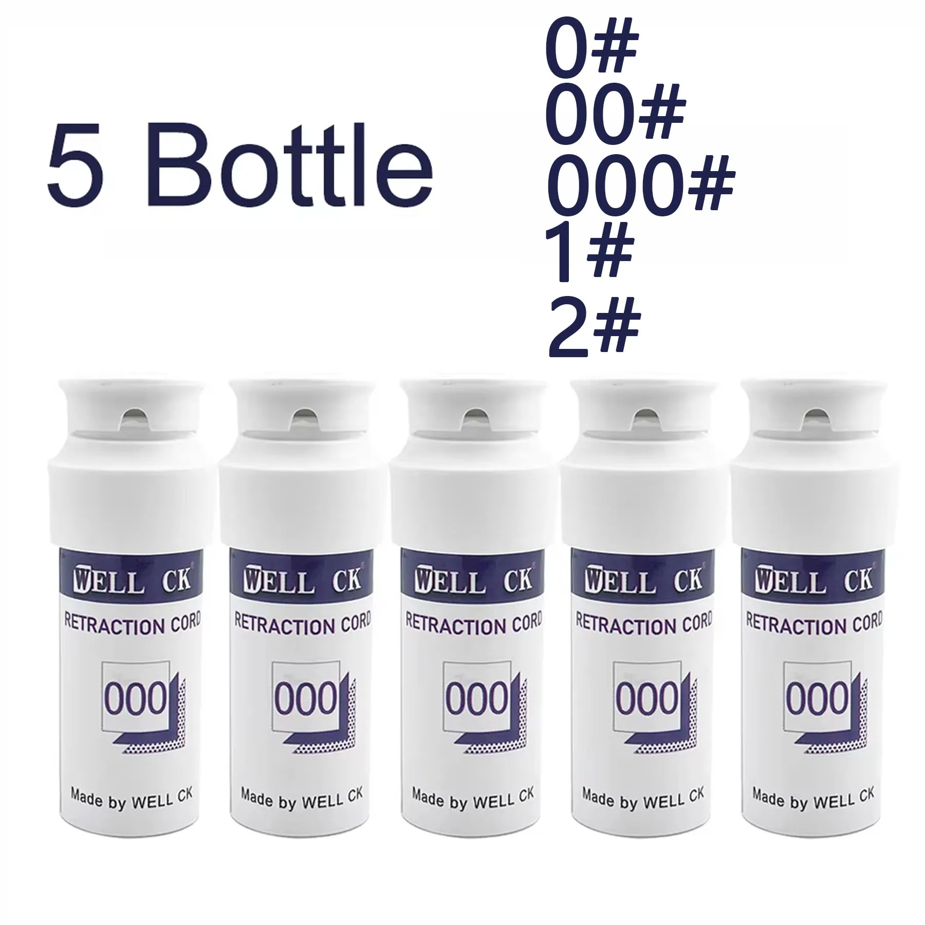 5 Botellas de Hilo Dental Desechable para Retracción Gingival, Tamaño Oral 0 # 00 # 000 # 1 # 2 # Línea de algodón tejido verde