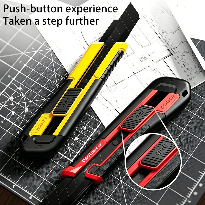 18mm SK2 Black Blade Utility Knife Heavy Duty Industrial Box Cutter Sharp Retractable Craft Tool for Carton Paper Leather Cuttin