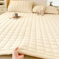 Winter Quilted Milk Velvet Thin Mattress Toppers Thickened Warm Bed Sheet Bedspread Single Double Soft Fold Tatami Floor Mat