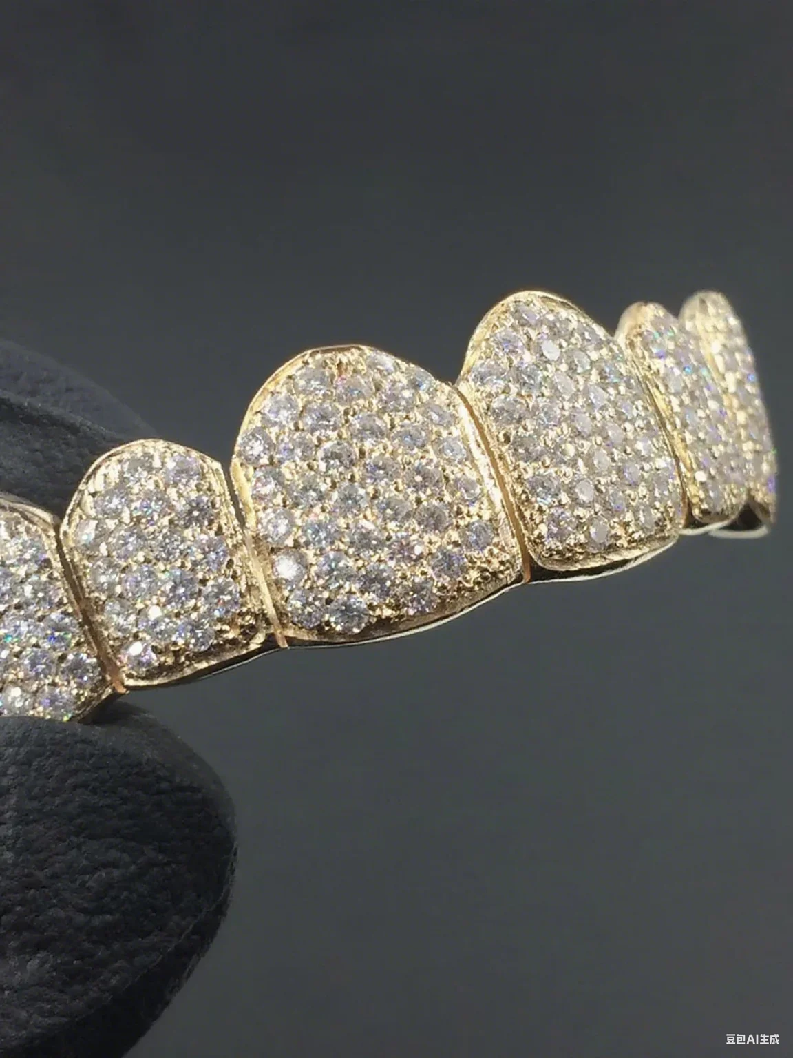 Custom Lab Diamond Hip Hop Jewelry 10k Gold Grillz 6 Teeth & 6/6 8 Teeth & 8/8 Select (Send Teeth Mold to Us) view 4