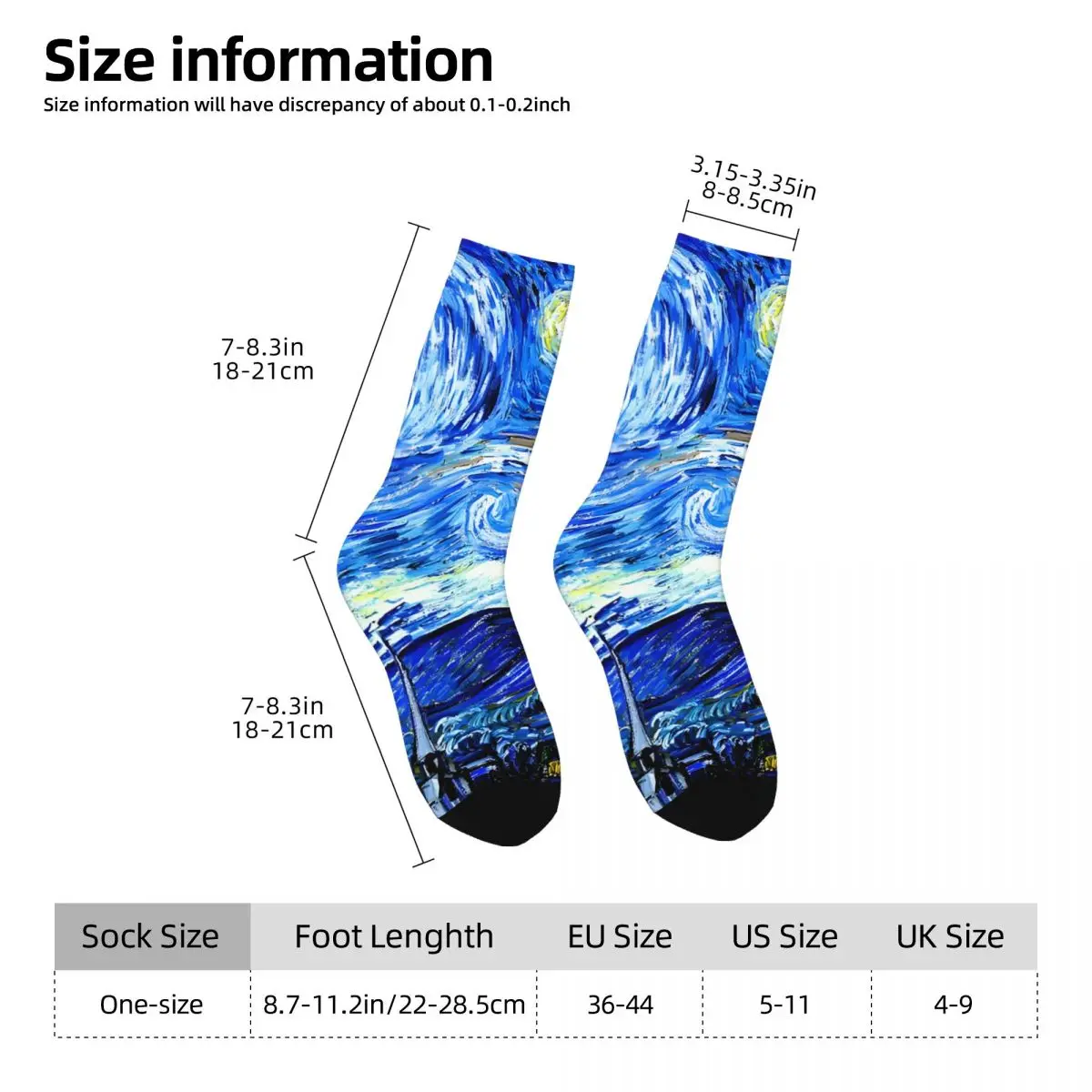 Hip Hop Vintage Starry Night Crazy Men's Socks Unisex Van Gogh Street Style Pattern Printed Novelty Happy Crew Sock Boys Gift