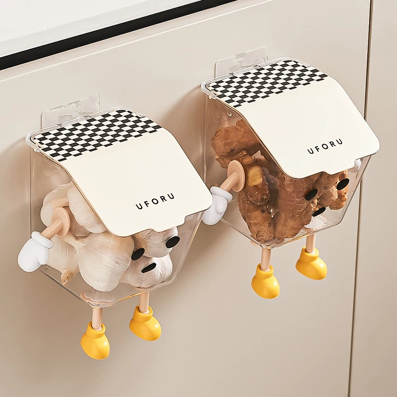 UFORU Kitchen onion ginger and garlic storage box shelf punching wall hanging basket seasoning storage basket