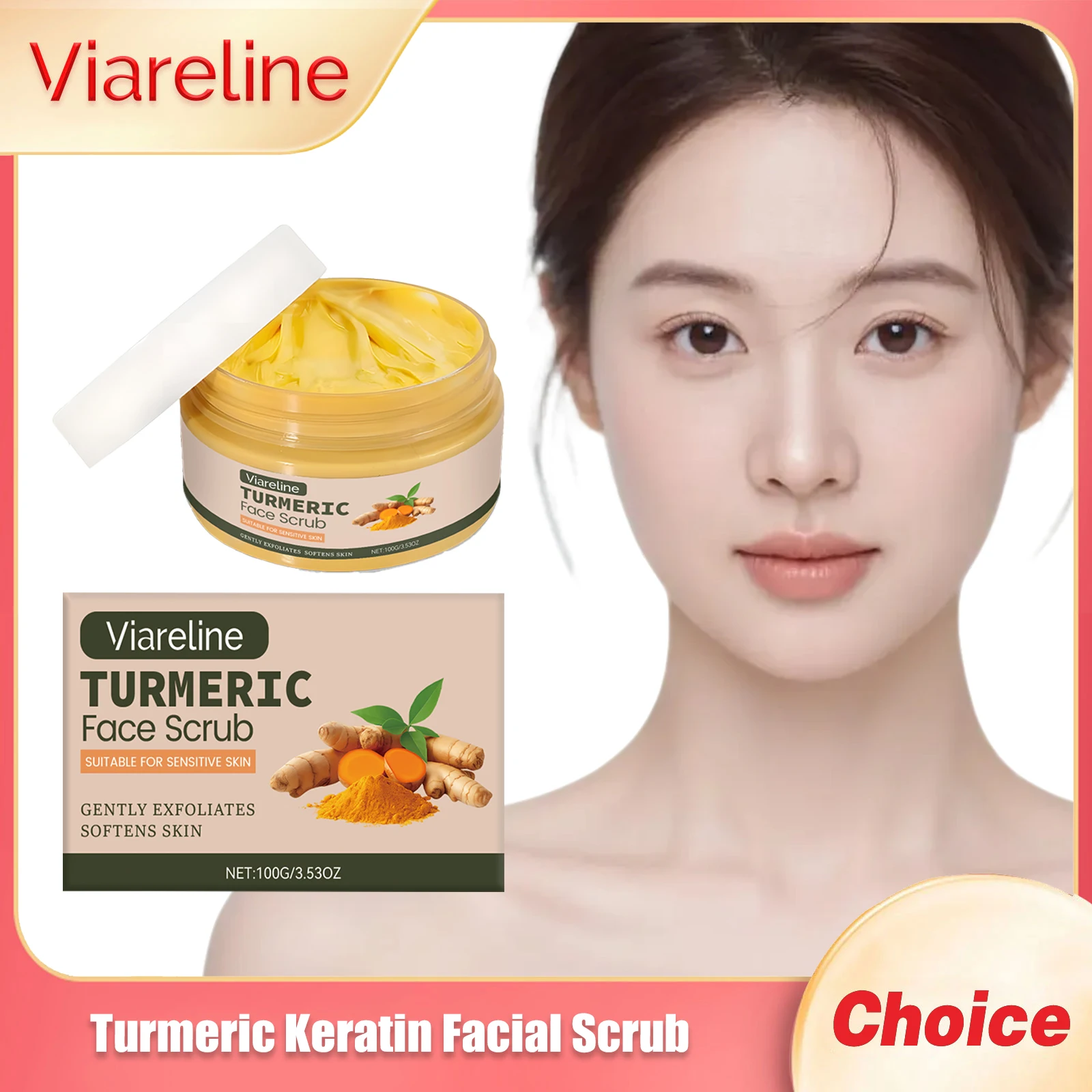 

VIARELINE Turmeric Keratin Facial Scrub Remove Dirt Smooth Skin Clean Pore Fade Black S-pot Facial Moisturizing Brighten Cream