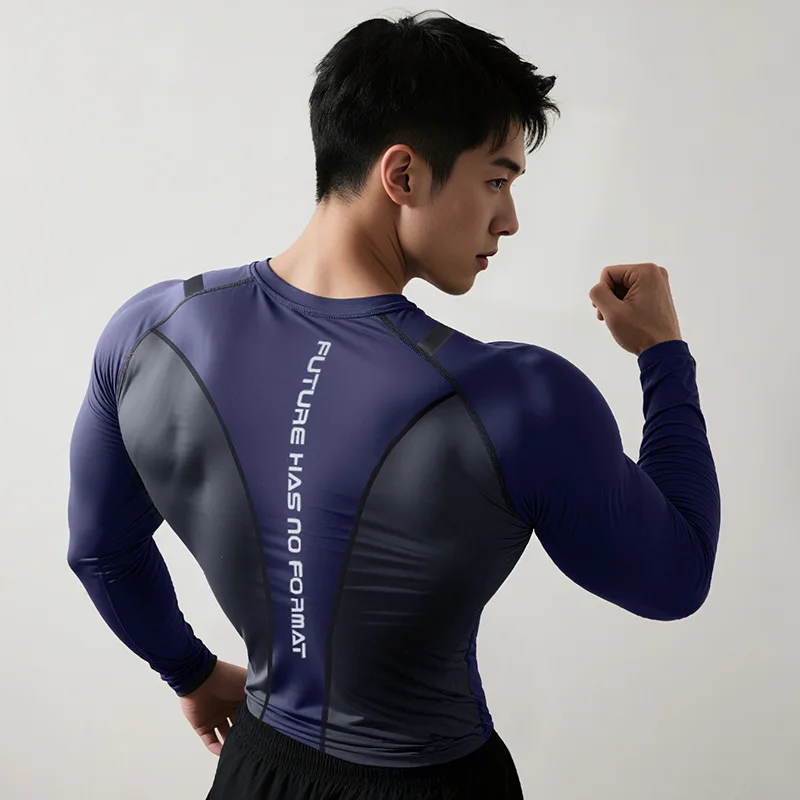 Spring Men Bodybuilding Sports T-Shirt Quick Dry Running Shirt Long Sleeve Compression Top Gym T Shirt Men Fitness Tight Rashgad image 4
