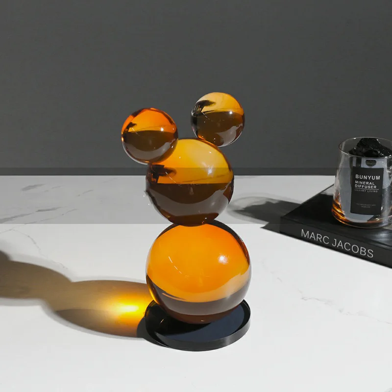 Figuras de decoración de escritorio con forma de ratón de dibujos animados, arte de cristal geométrico moderno, artesanías para el hogar, objetos de habitación, accesorios de oficina, regalos