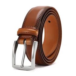 Men Genuine Leather Belt Versatile Metal Pin Buckle Belt Luxury Strap Male Belt Business Casual Belt