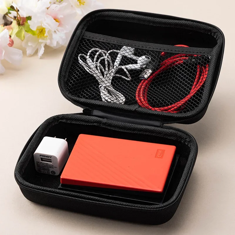 Headphone Carrying Case Shockproof Headset Pouch Capacity Handheld Earphone Container Company Travel Supplies Black