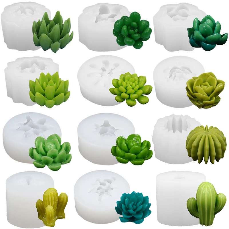 Molde de silicona para suculentas de Cactus, bricolaje, plantas de cactus, vela, jabón, Aroma, yeso, cemento, cera, fabricación de pasteles, postres, Mousse, Molde de resina