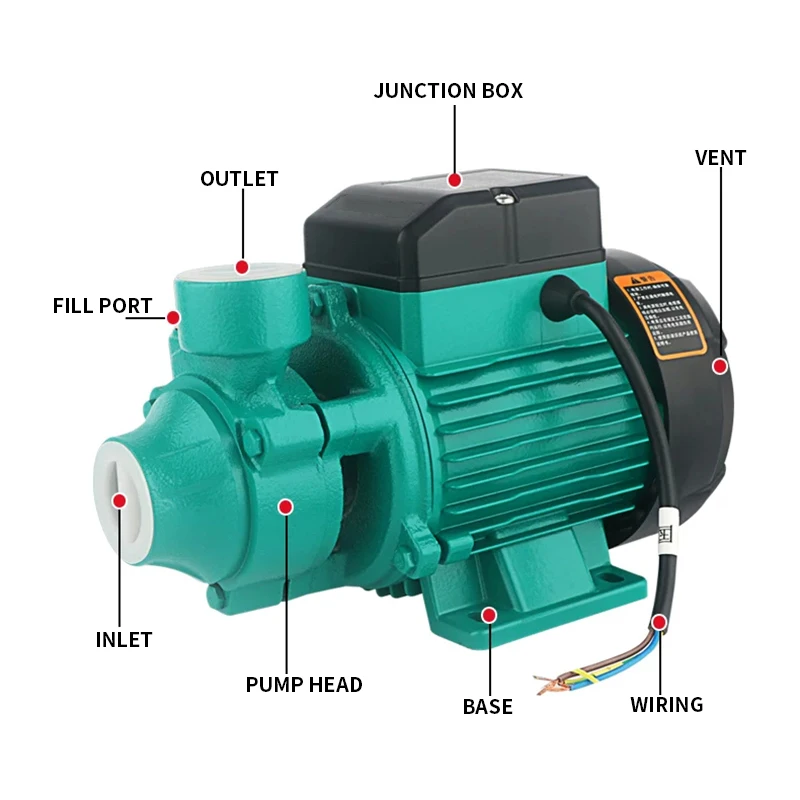 QB60L Vortex Centrifugal Pump, Mini Pressure Booster Pump for Household Tap Water, Clean Water Pump, Solar Water Pump