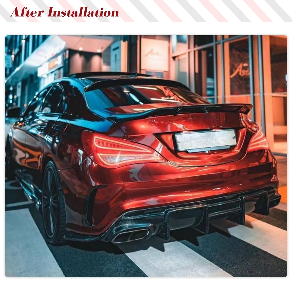 Car Rear Bumper Diffuser for Mercedes-Benz CLA Class C117 W117 Sport CLA45 AMG 2016 - 2019 Carbon Fiber / FRP