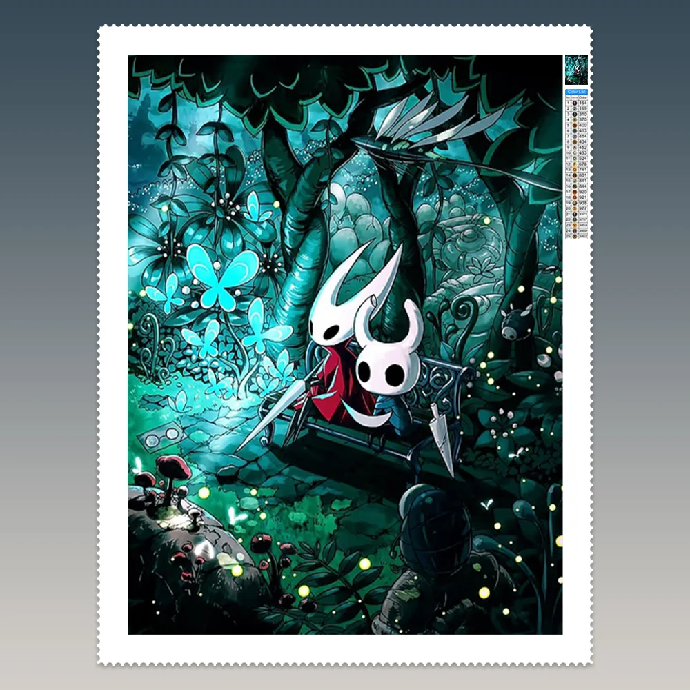 

For H-Hollow Knight DIY Diamond Painting Game Poster 5D Diamond Embroidery Frameless Wall Decor Home Decor Kids Gift