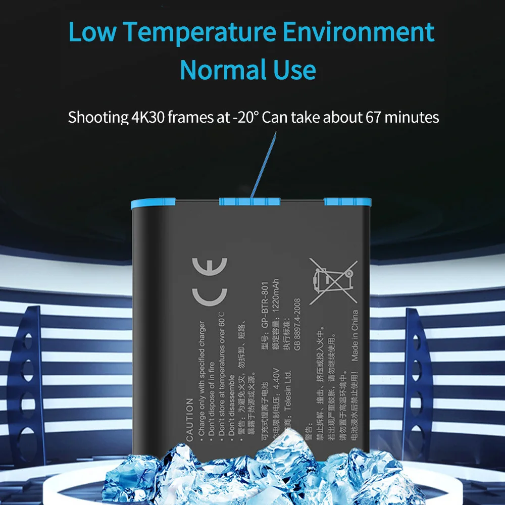 For GoPro Hero 5 6 7 8 Battery 3.85V 1220mAh Replacement Li-ion Battery for GoPro 5/6/7/8 Black Action Camera Accessories view 4
