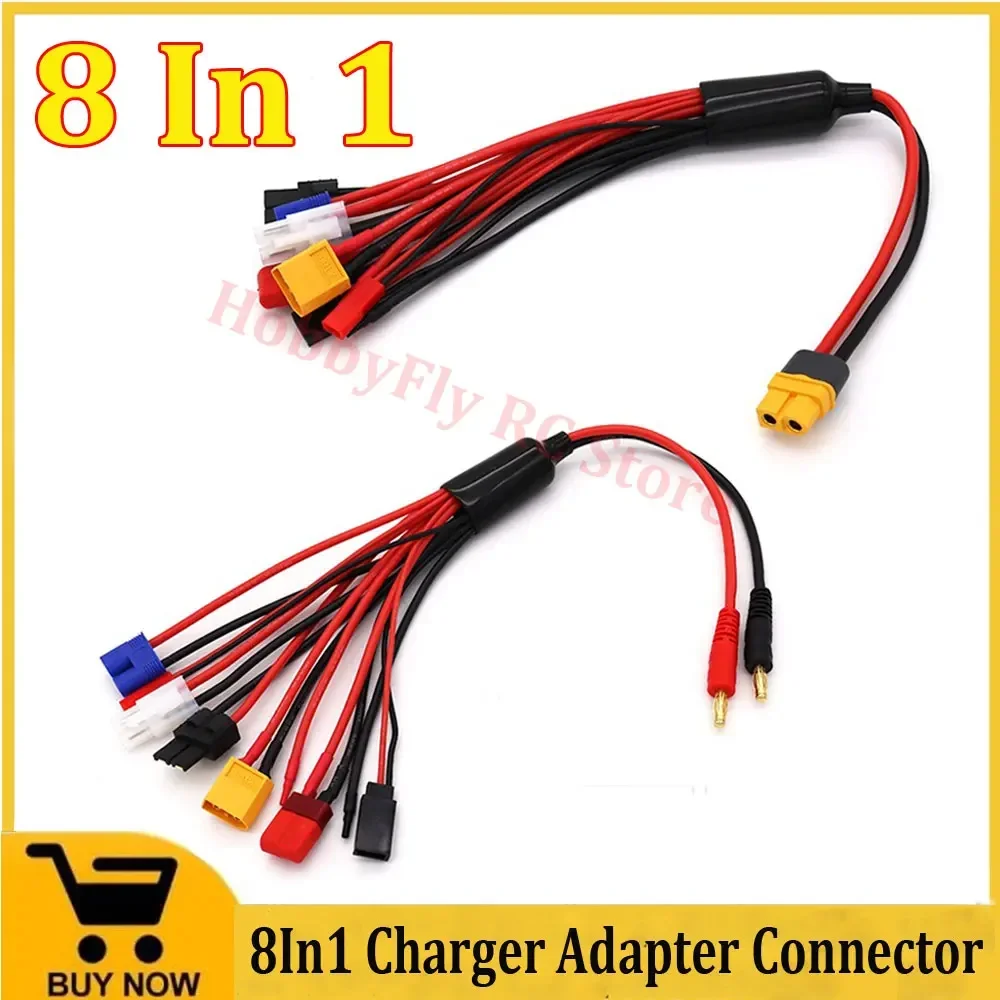 Konektor adaptor pengisi daya RC 8 In 1 pengisi daya 4.0mm pisang/XT60 TRX Tamiya Lipo untuk mobil RC Drone Imax B6 konektor baterai