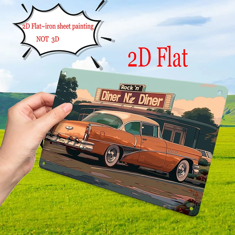 Vintage Americana Diner Metal Wall Sign  Retro Rock 'n' Diner Neon Artwork Iron Home Cafe Garage Decor for Thanksgiving Christ