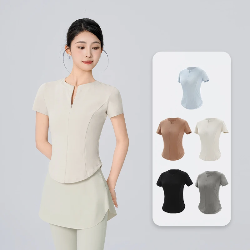 سترة Ivoogle للسيدات من القطن مناسبة للرقص مع سحاب وياقة واقفة وأكمام قصيرة لتدريب الباليه معطف رقص للياقة البدنية