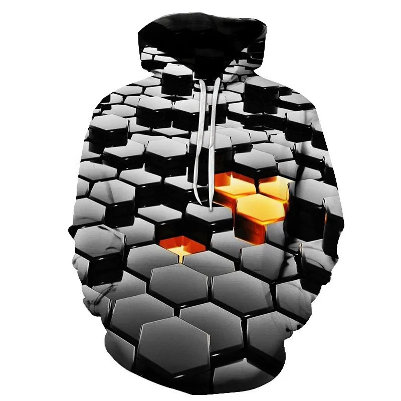 2024 Autumn and Winter New European and American Foreign Trade Personality Pattern 3D Digital Printed Men's Hoodie Hoodie