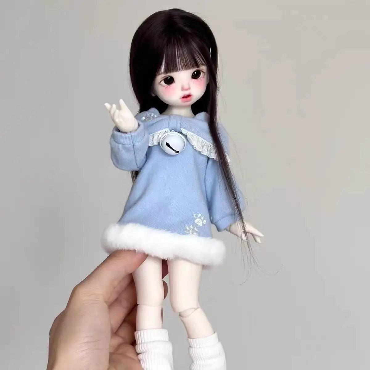 Kawaii 30Cm 1/6 Bjd Doll Dress Cute Bell Dress+Socks Set Girl Dress Up Bjd Doll Toy Diy Game House Doll Accessories No Doll