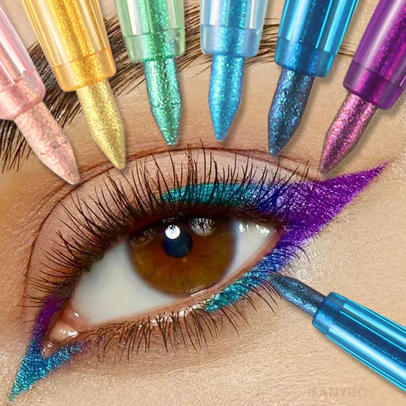 Delineador de Ojos Metálico Camaleón Brillante, Lápiz de Gel Morado, Sombra de Ojos Brillante Polarizada Perlada, Delineador de Ojos Multicolor, Pigmento de Ojos, Maquillaje