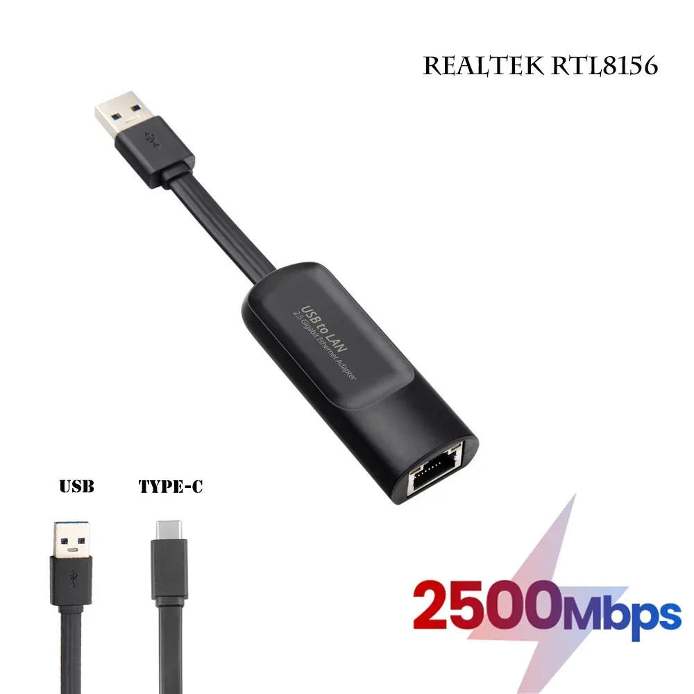 

2500 Мбит/с 2,5-гигабитный Ethernet-адаптер USB типа C к RJ45 Lan Проводной Ethernet-гигабитный адаптер Сетевая карта для MacBook iPad Pro