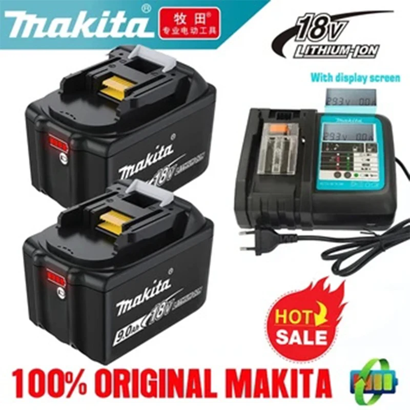 

Genuine Makita 18V Battery 9Ah Rechargeable Power Tools Battery 18V makita with LED Li-ion Replacement LXT BL1860B BL1860 BL1850