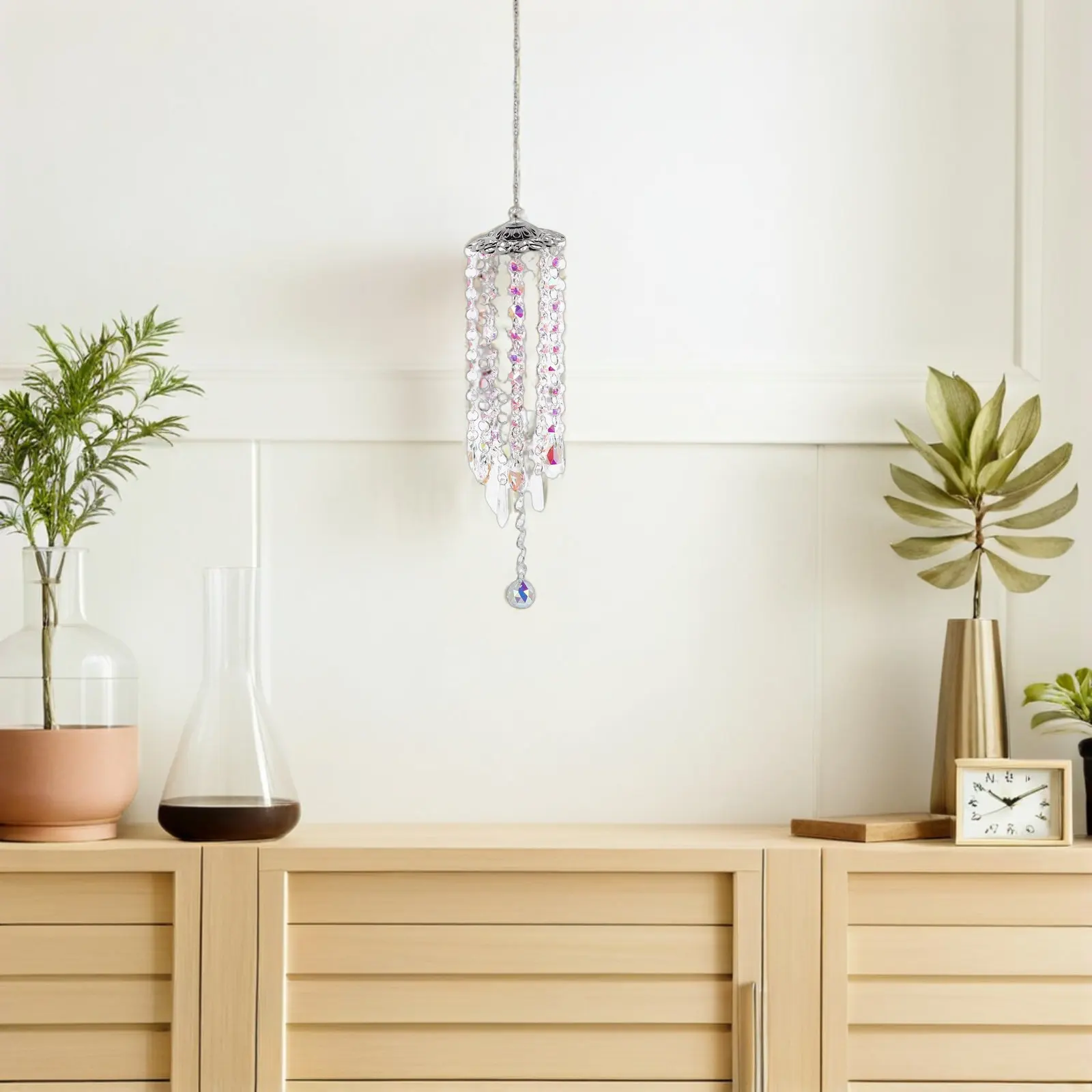 Colorful Crystal Wind Chimes Outdoor Vibrant Metal Garden Hanging Chimes Reflective Patio Decor Soothing Melodic Sound Indoor