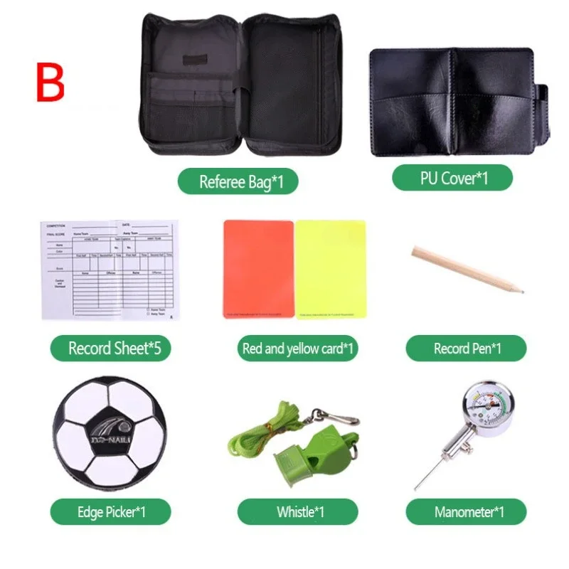 Professional Football Referee Bag With Whistle Red Yellow Cards Pick Edge Coin Barometer Soccer Wallet Set Kit Referee Equipment