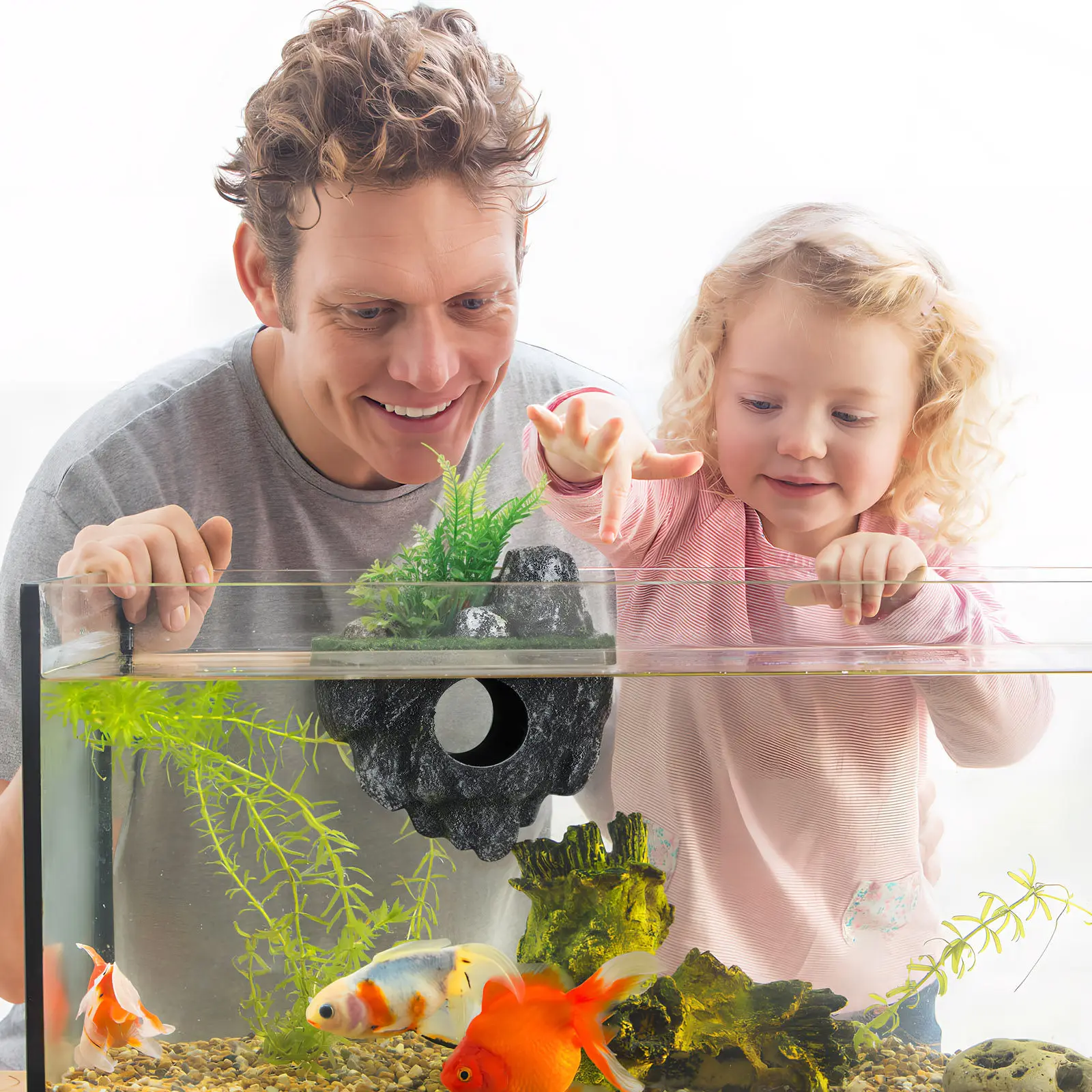 Floating Aquarium Rock Decoration Lifelike Fish Tank Landscape Shelter Hideout for Fish and Turtles