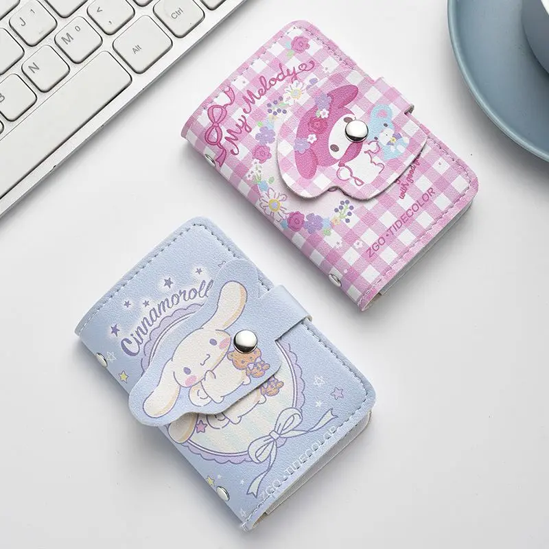 Sanrio Hello Kitty Card Bag Cinnamoroll Kuromi Melody Coin Wallet Bank Cards Document Storage Kawaii Pu Multifunctional Purse