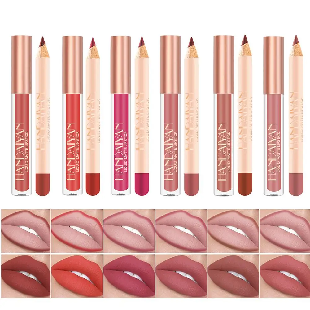 12 Colors Matte Nude Brown Lipliner Pencil Lipsticks Kit Waterproof Non-sticky Lipgloss Makeup Lip Red Tool Velvet Sexy Con O2c8