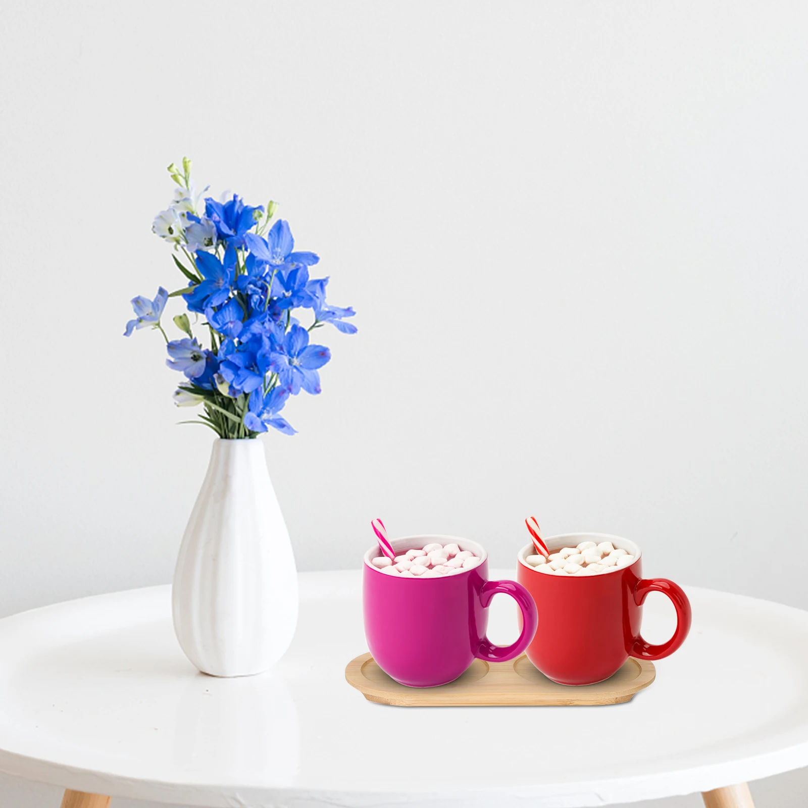 

2 pcs Bamboo Coasters Tea Cup Holder Storage Tray For Kitchen Tableware Heat Resistant Bamboo Base Seasoning Jar Organizer