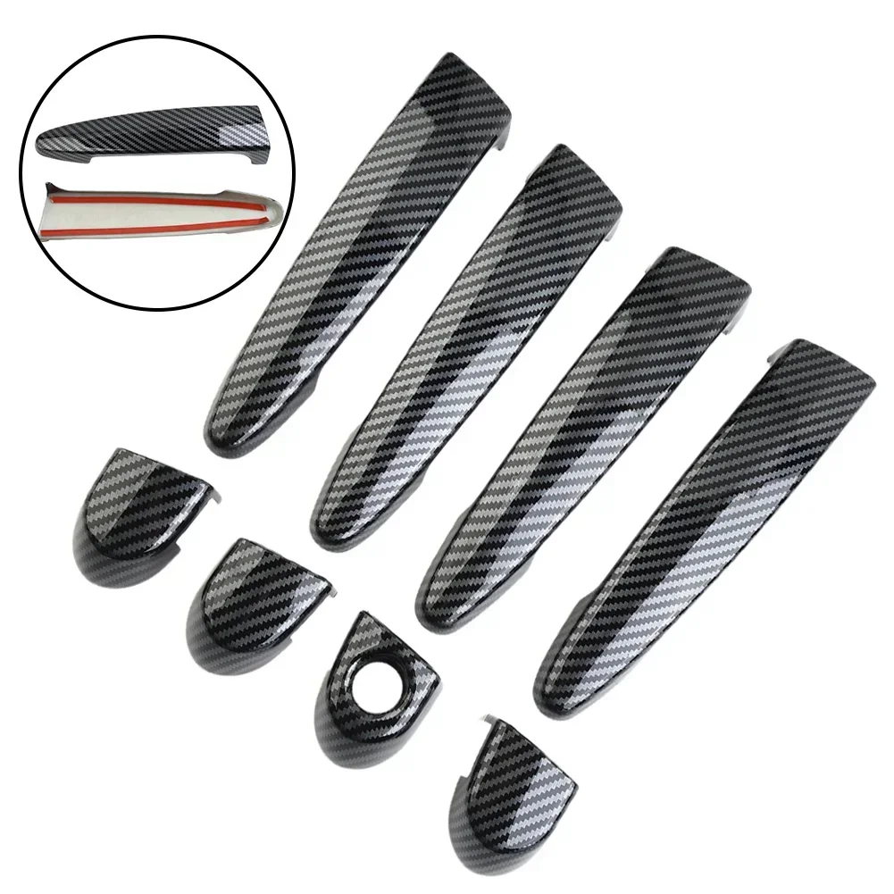 Car Spare Parts Practical To Use Covers Trims ABS Plastic Carbon Fiber Comfortable Door Handle Easy To Install