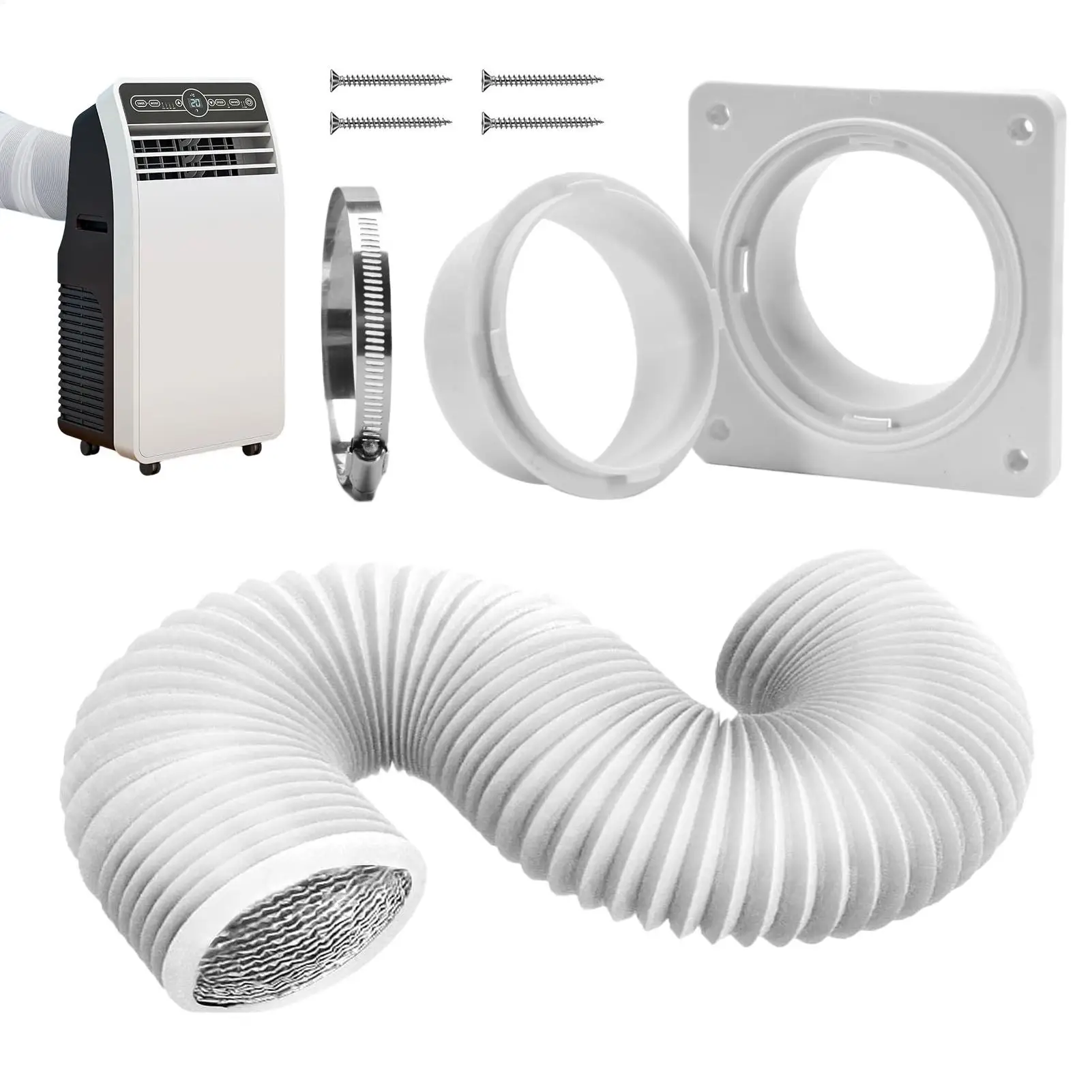 Portable Ac Wall Vent Kit Wall Mounted Air Conditioner Connector Plate Indoor Dryer Vent Connector Kit For Home Bedroom