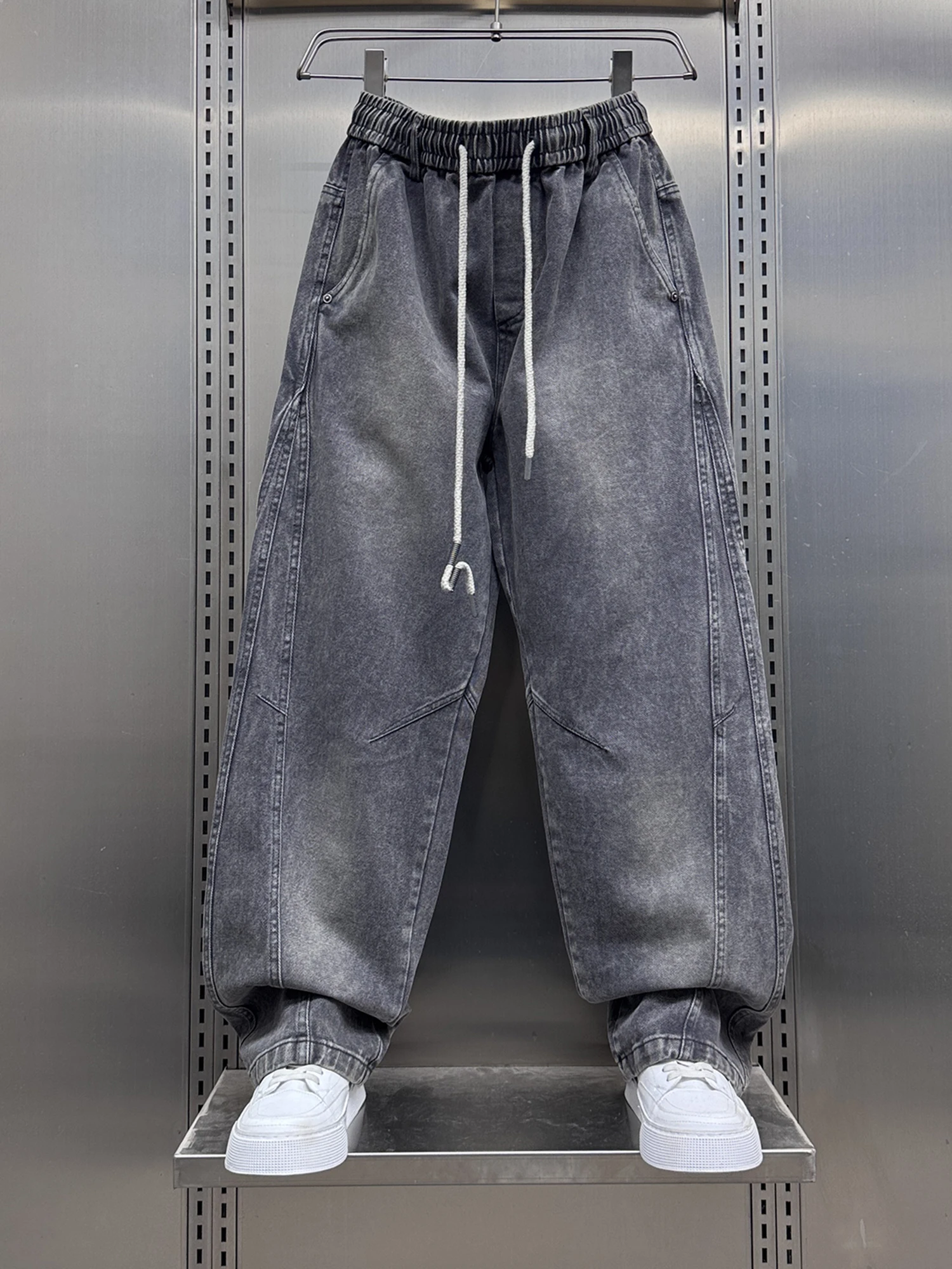 

Модные американские свободные прямые повседневные брюки для мужчин, весенне-осенние, новые, с комбинированным дизайном, молодежные спортивные брюки для отдыха